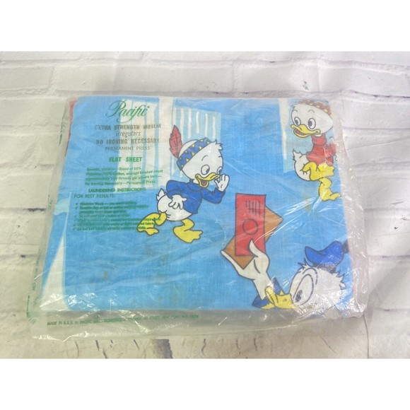 Disney Other - Vintage Disney Pacific Muslin Twin Flat Sheet Mickey Mouse Huey Dewey Louie